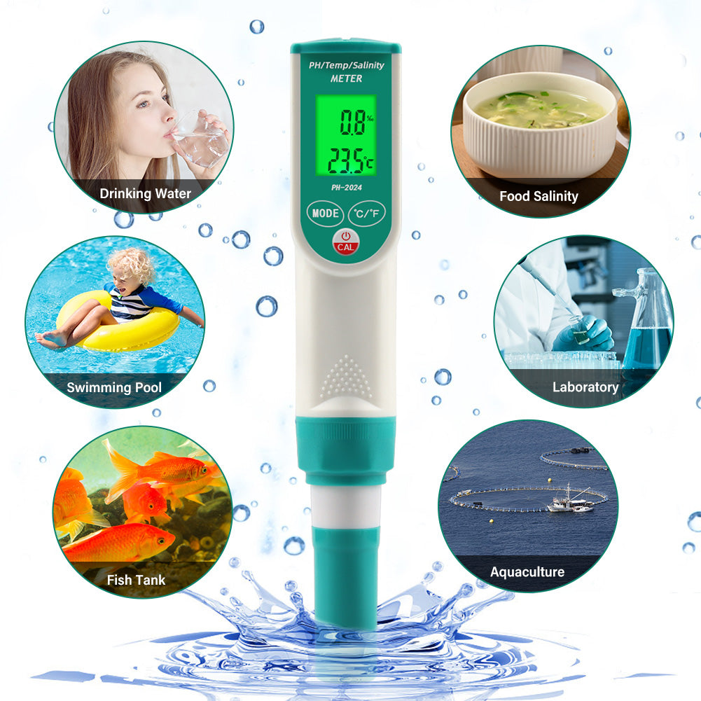 YIERYI pH Meter, Digital Salinity Tester and pH Tester with ATC for Seawater, Salt Water, Freshwater Yieryi