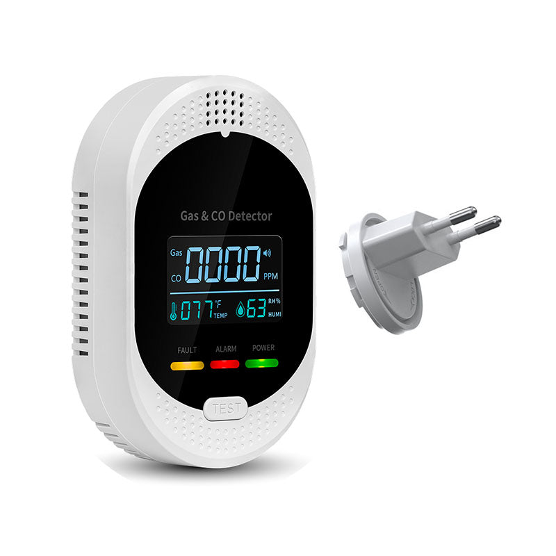 Plug-in Smart Gas & Carbon Monoxide Detector , CH₄/LPG & CO Sensor with LCD Display Yieryi
