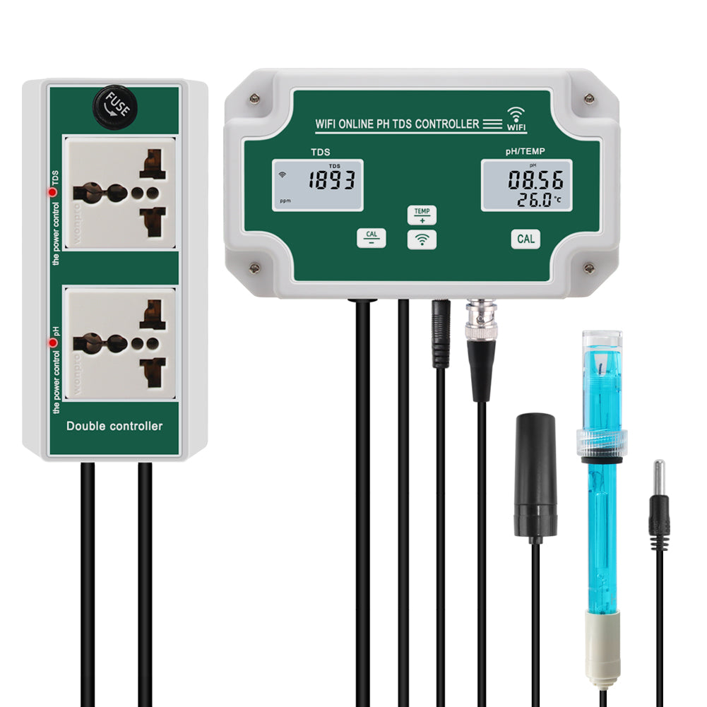 YIERYI WiFi Water Quality Monitor with Controller, Online pH TDS Monitor, Support Tuya APP Remote Control Yieryi