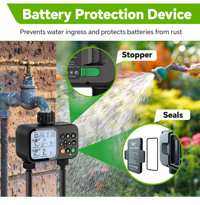 2-Zone Programmable LCD Water Timer for Garden Irrigation Yieryi