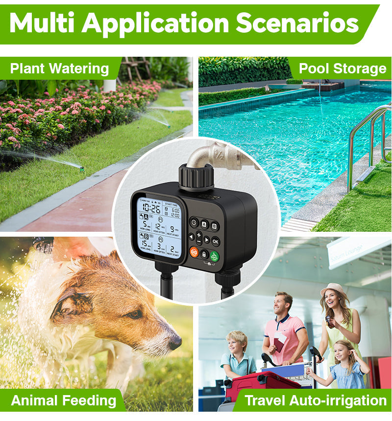 2-Zone Programmable LCD Water Timer for Garden Irrigation Yieryi