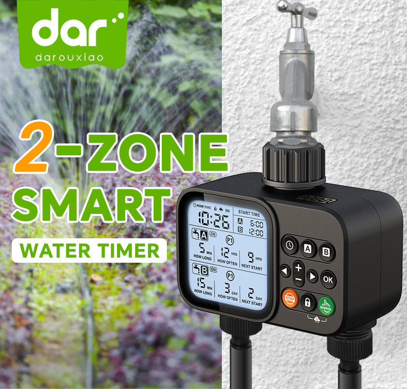 2-Zone Programmable LCD Water Timer for Garden Irrigation Yieryi