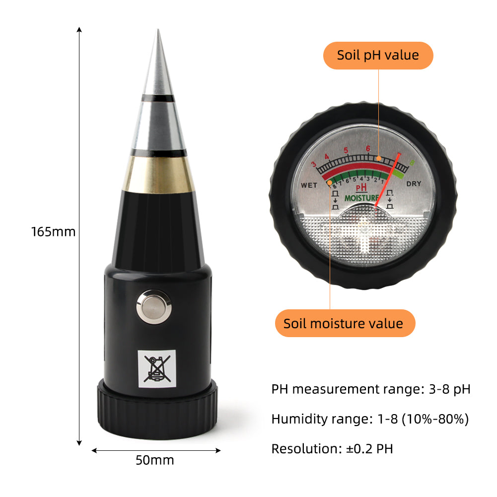 YIERYI Soil pH Meter, 2 in 1 Soil Moisture and pH Tester with pH Range 3 to 8 pH Moisture 1 to 8