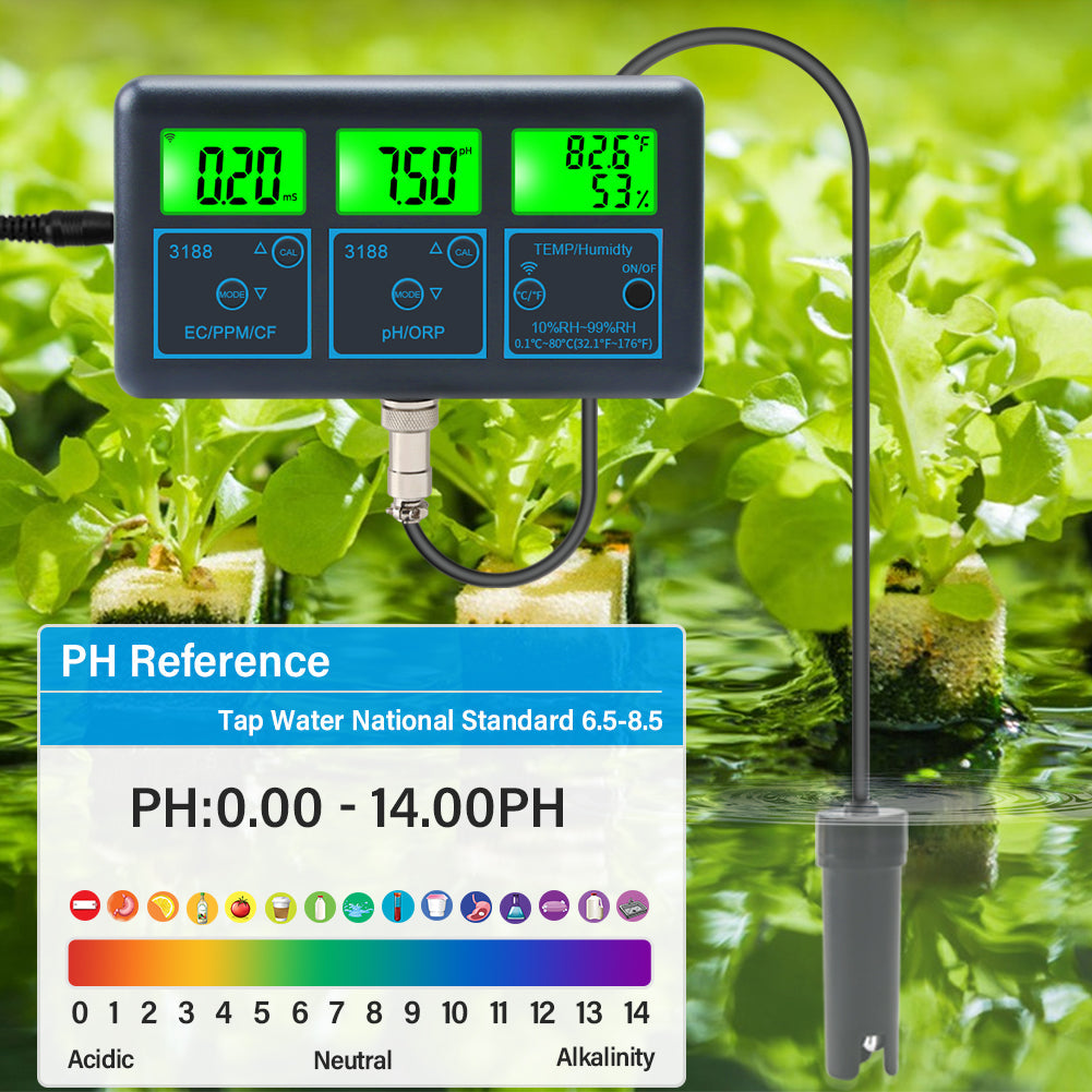 YIERYI WiFi pH Meter Temp TDS(ppm) EC ORP Water Tester Tuya APP Smart Monitor for Aquariums Hydroponics Swimming Pool Yieryi