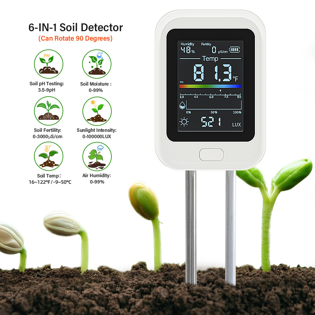 6-in-1 Digital Soil Tester – Ultimate Smart Soil Detector for Home & Garden Yieryi