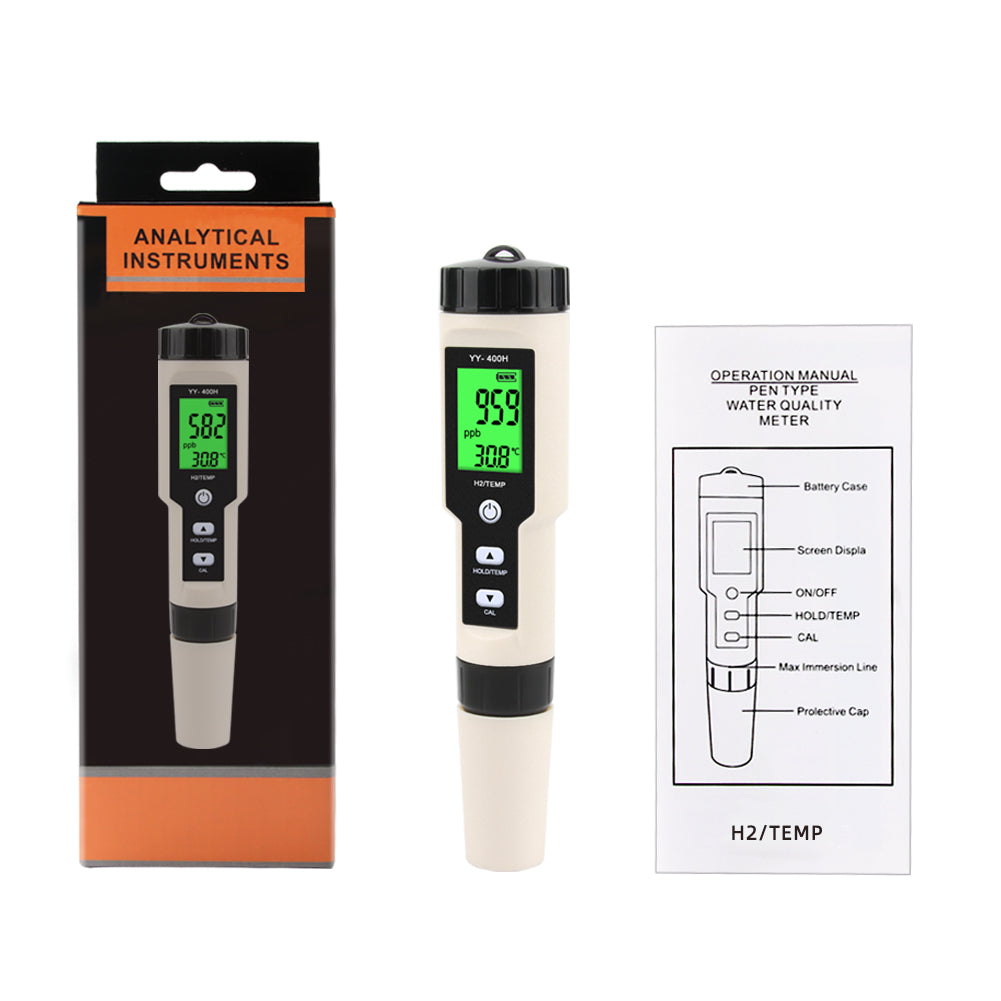 YIERYI H2/TEMP Meter, Hydrogen Ion Water Quality Monitor Tester ATC for Drinking Aquariums Laboratory Yieryi