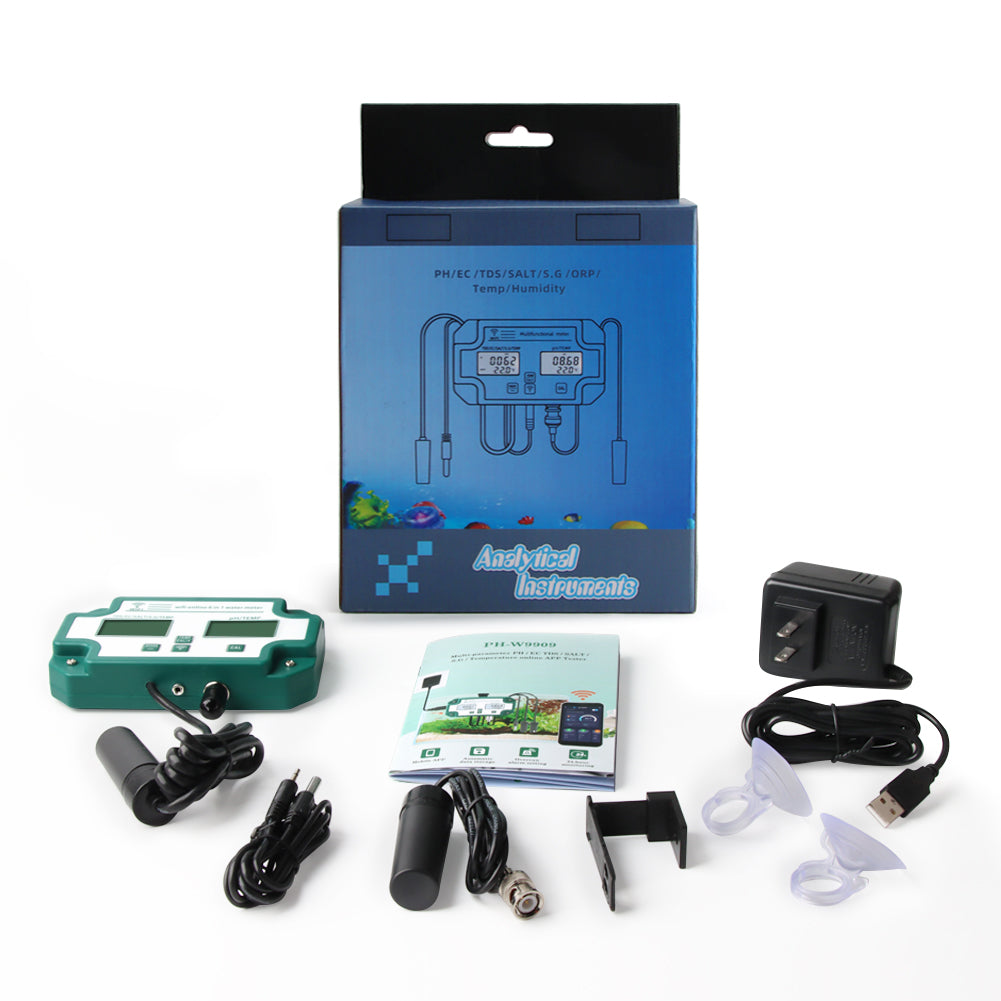 YIERYI Smart Bluetooth Water Quality Tester 6 in 1 PH/ TDS/ EC/ Salinity/ S.G./ Temp Meter WiFi APP Intelligent Control