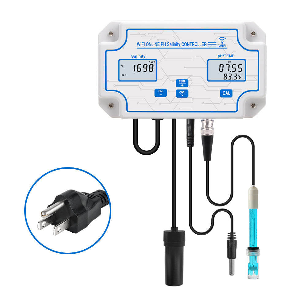 YIERYI Smart pH Meter, Seawater Salinity Tester, pH/Salt/Temp Tester for Fish Tank Aquariums Aquaculture Yieryi