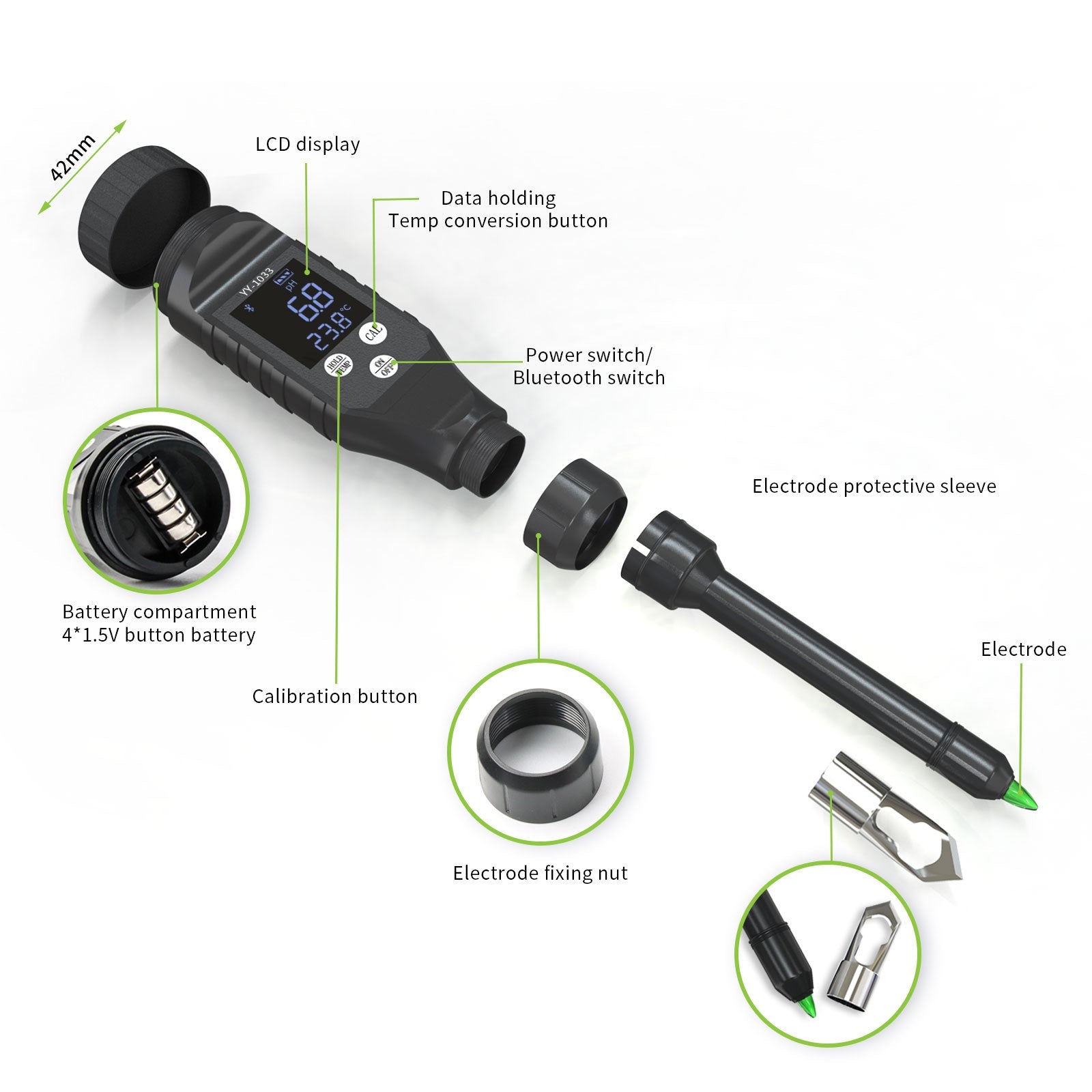 YIERYI Soil pH Meter, Digital Soil pH Tester for Hydroponics, Garden, Lawn, Agriculture, Farm Yieryi