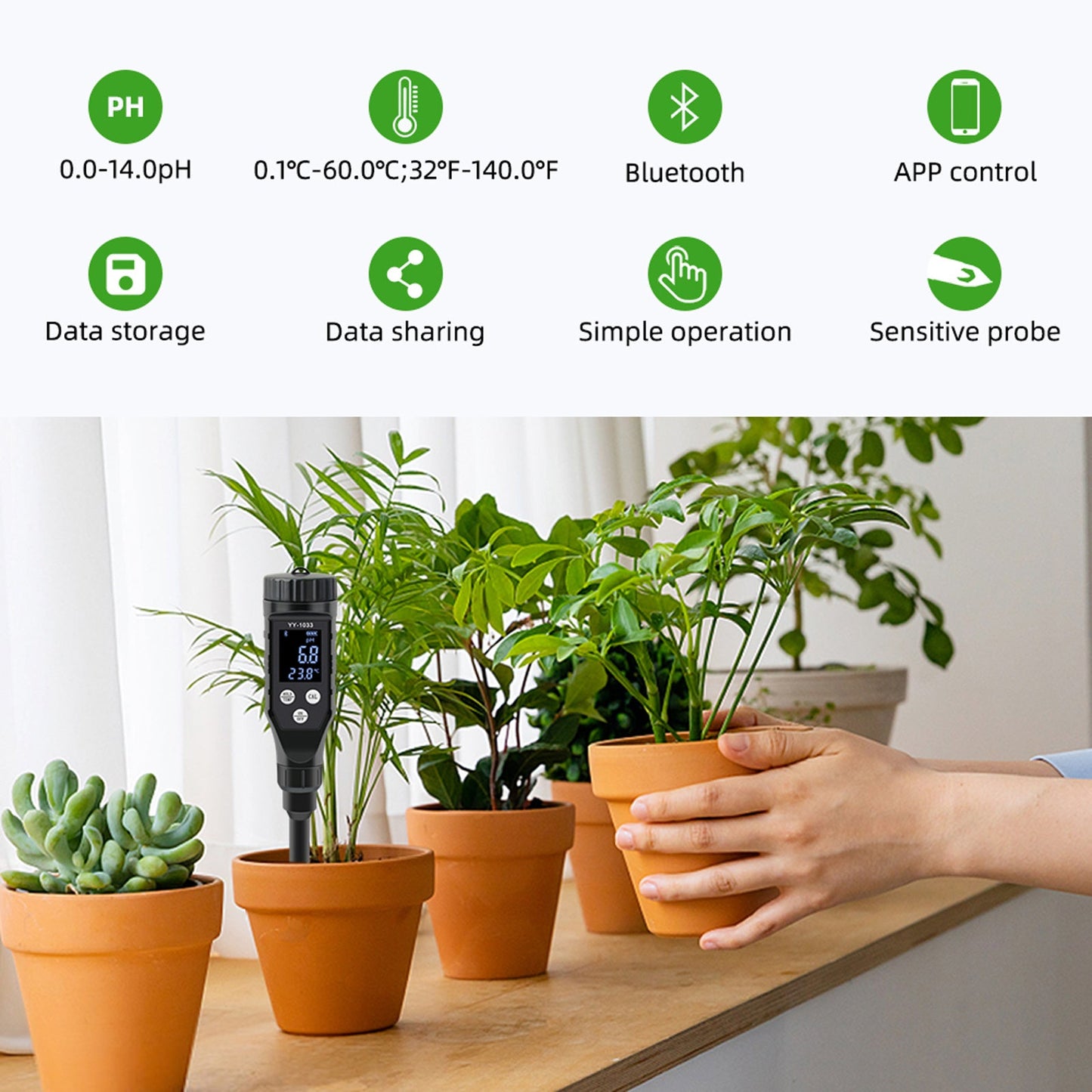 YIERYI Soil pH Meter, Digital Soil pH Tester for Hydroponics, Garden, Lawn, Agriculture, Farm Yieryi