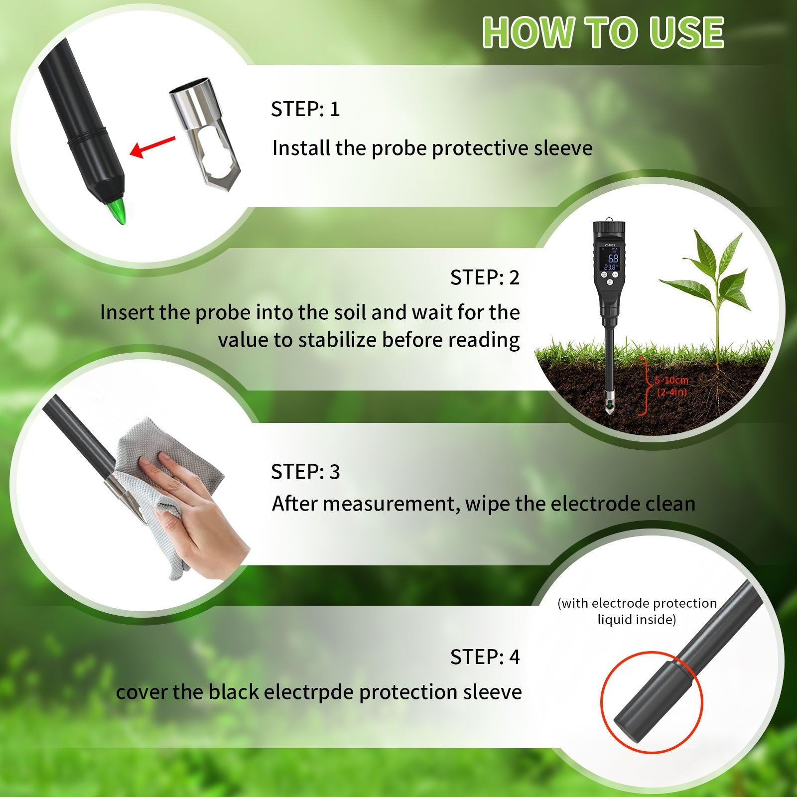 YIERYI Soil pH Meter, Digital Soil pH Tester for Hydroponics, Garden, Lawn, Agriculture, Farm Yieryi