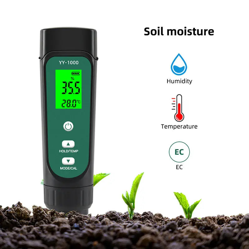 YIERYI Soil EC Meter for Soil Moisture Temperature and Conductivity Measures Yieryi