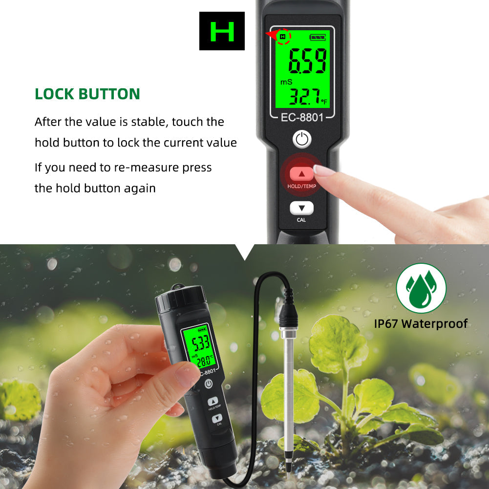 YIERYI New soil tester EC-8801 soil EC/temperature tester portable electric test tool Yieryi