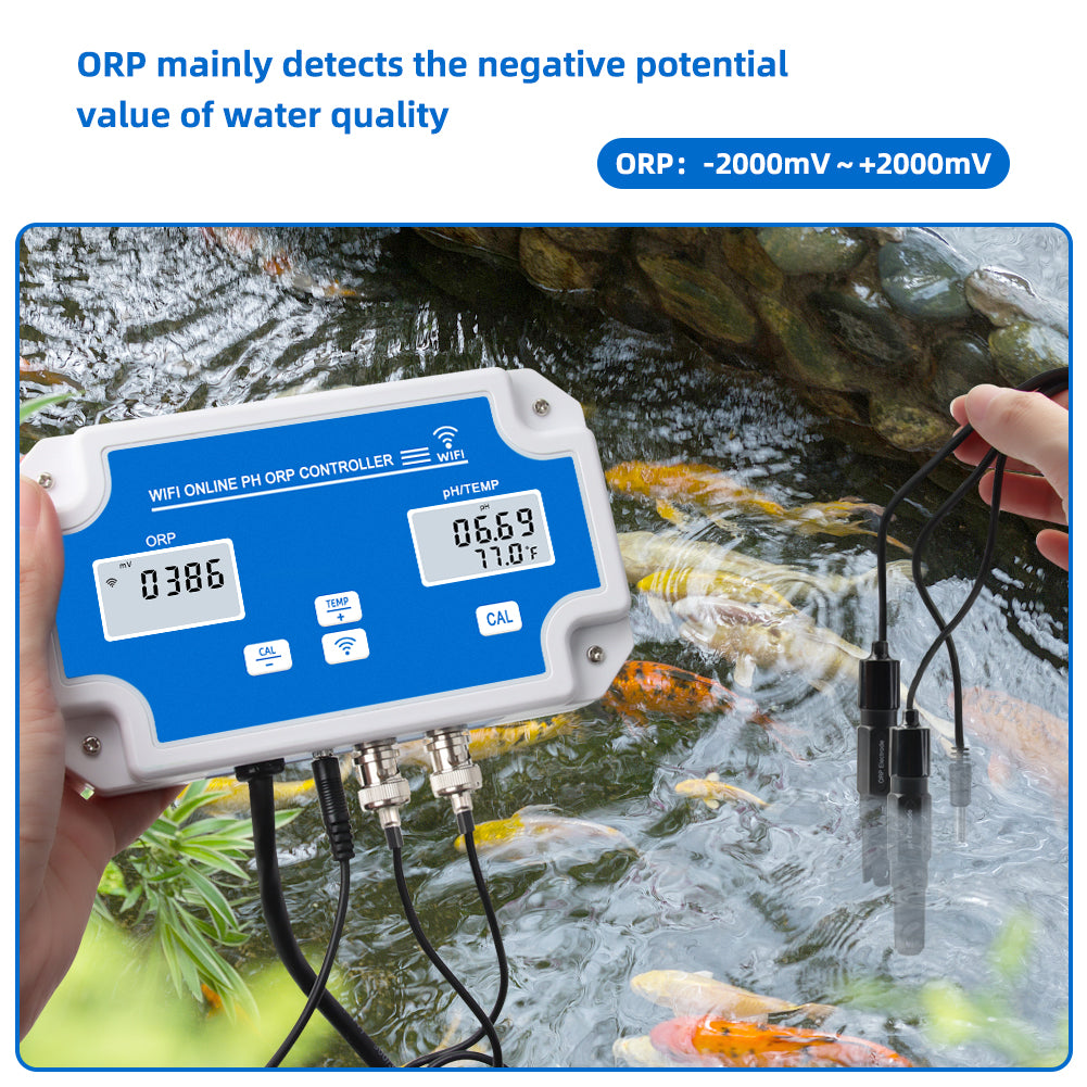 YIERYI WiFi pH Monitor, 3 in 1 pH ORP Temperature Controller Monitor, Water Quality Monitoring Tester Kit Yieryi