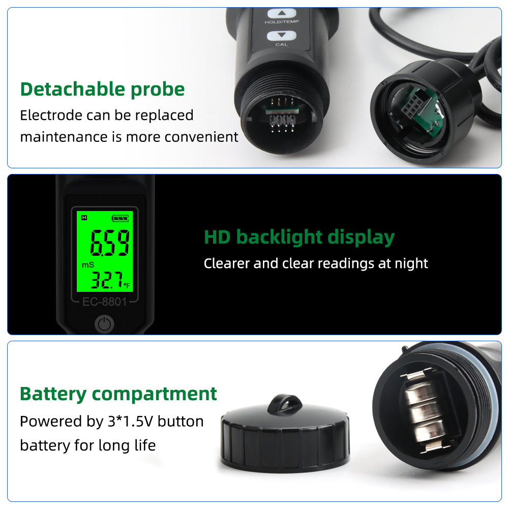 YIERYI New soil tester EC-8801 soil EC/temperature tester portable electric test tool Yieryi
