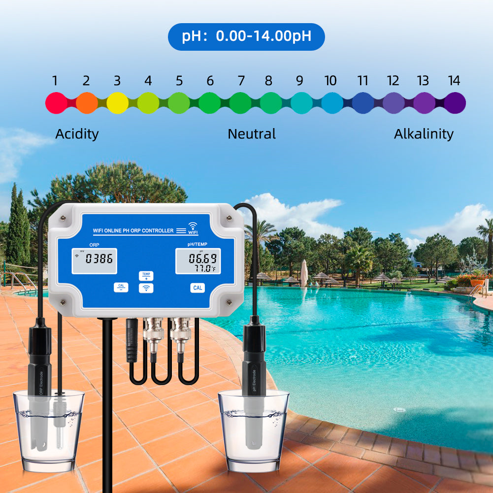 YIERYI WiFi pH Monitor, 3 in 1 pH ORP Temperature Controller Monitor, Water Quality Monitoring Tester Kit Yieryi