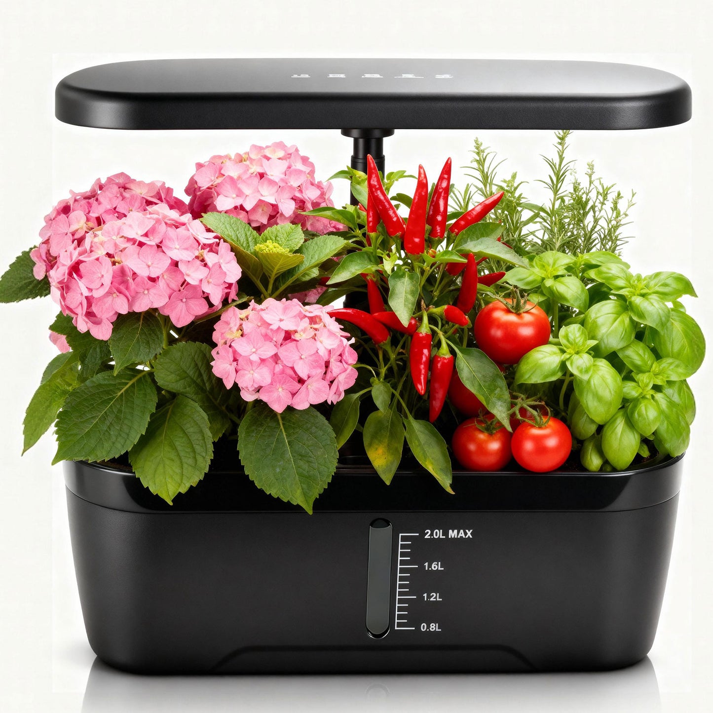 Smart Indoor Nutrient Bottles (A&B) 6 Pods Hydroponic Garden System with Adjustable LED Grow Light with 2L Water Tank Yieryi