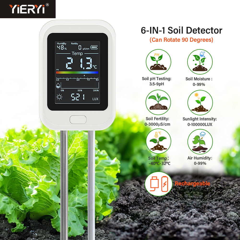 best digital soil moisture meter 6-in-1 Digital Soil Tester – Ultimate Smart Soil Detector for Home & Garden