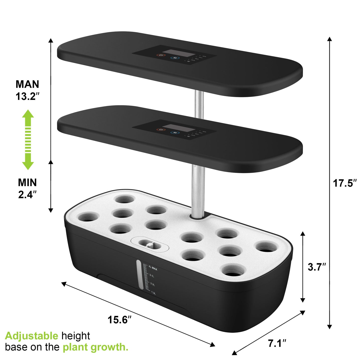 12-Pod Hydroponic System with LCD Screen | Full Spectrum LED Grow Light | Automatic Water Circulation | Indoor Garden for Herbs & Veggies | Adjustable Height & Quiet Operation