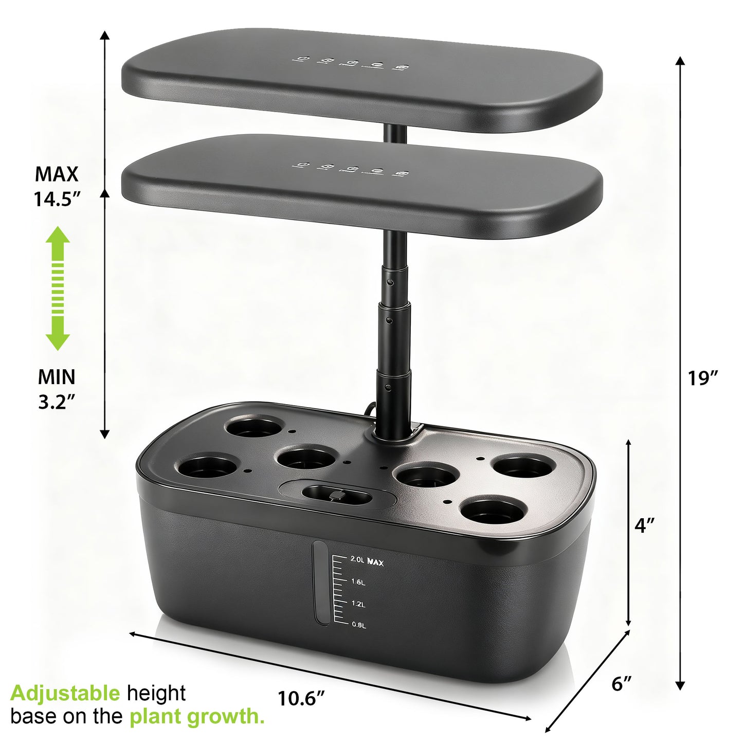 6 Pods Hydroponics Growing System with 2L Large Water Tank & A/B Nutrient Solution Indoor Herb Garden Kit Yieryi