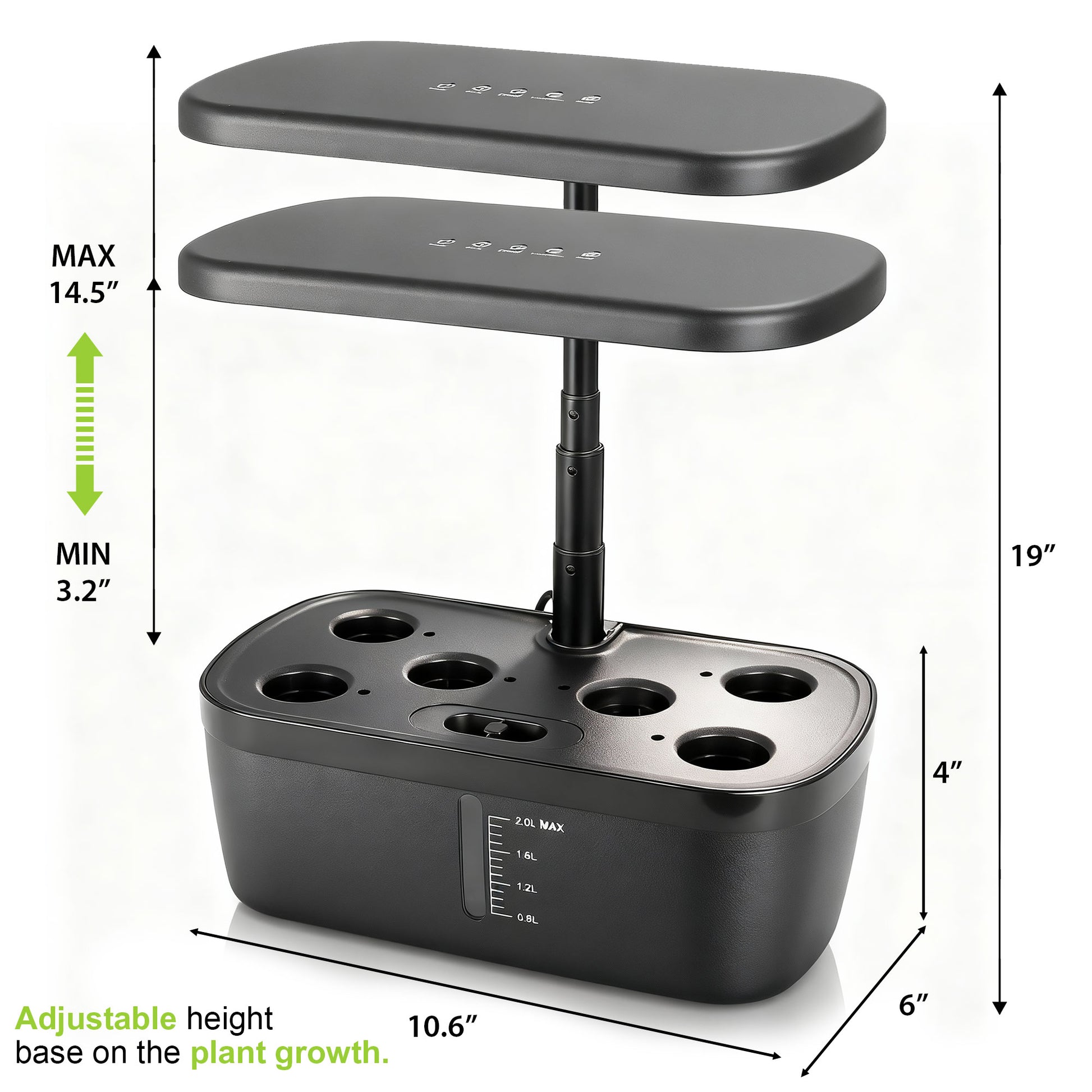 6 Pods Hydroponics Growing System with 2L Large Water Tank & A/B Nutrient Solution Indoor Herb Garden Kit Yieryi