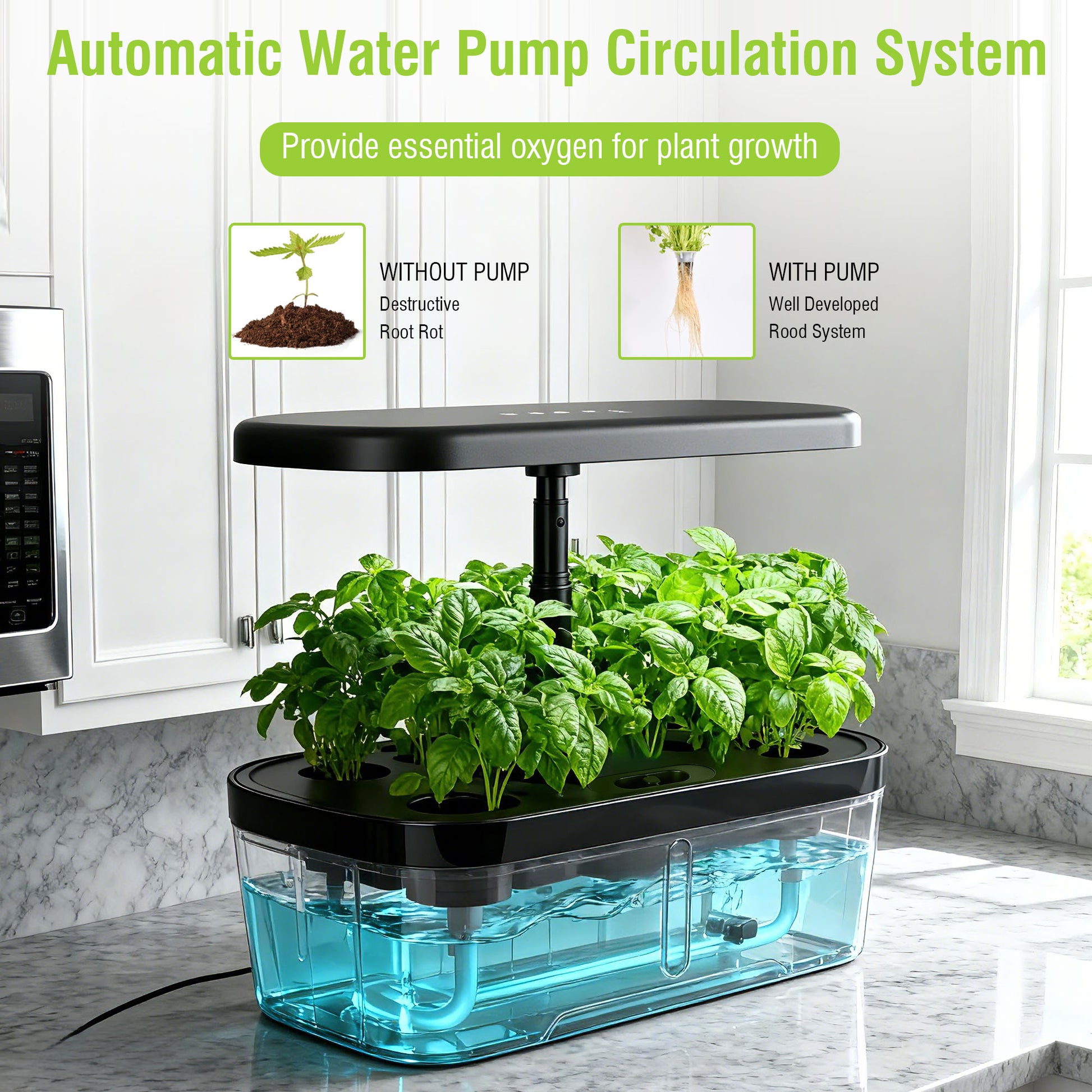 6 Pods Hydroponics Growing System with 2L Large Water Tank & A/B Nutrient Solution Indoor Herb Garden Kit Yieryi