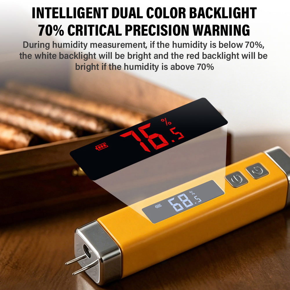 Digital Cigar Hygrometer, USB Pocket Cigar Humidity Detector, LCD Probe Digital Smoking Humidity Density Tester Yieryi