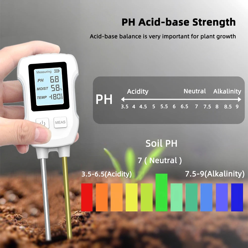 YIERYI 3 in 1 Soil Tester, Double Probe Soil pH Meter, High-Precision Soil pH/ Moisture/Thermometer for Horticultural