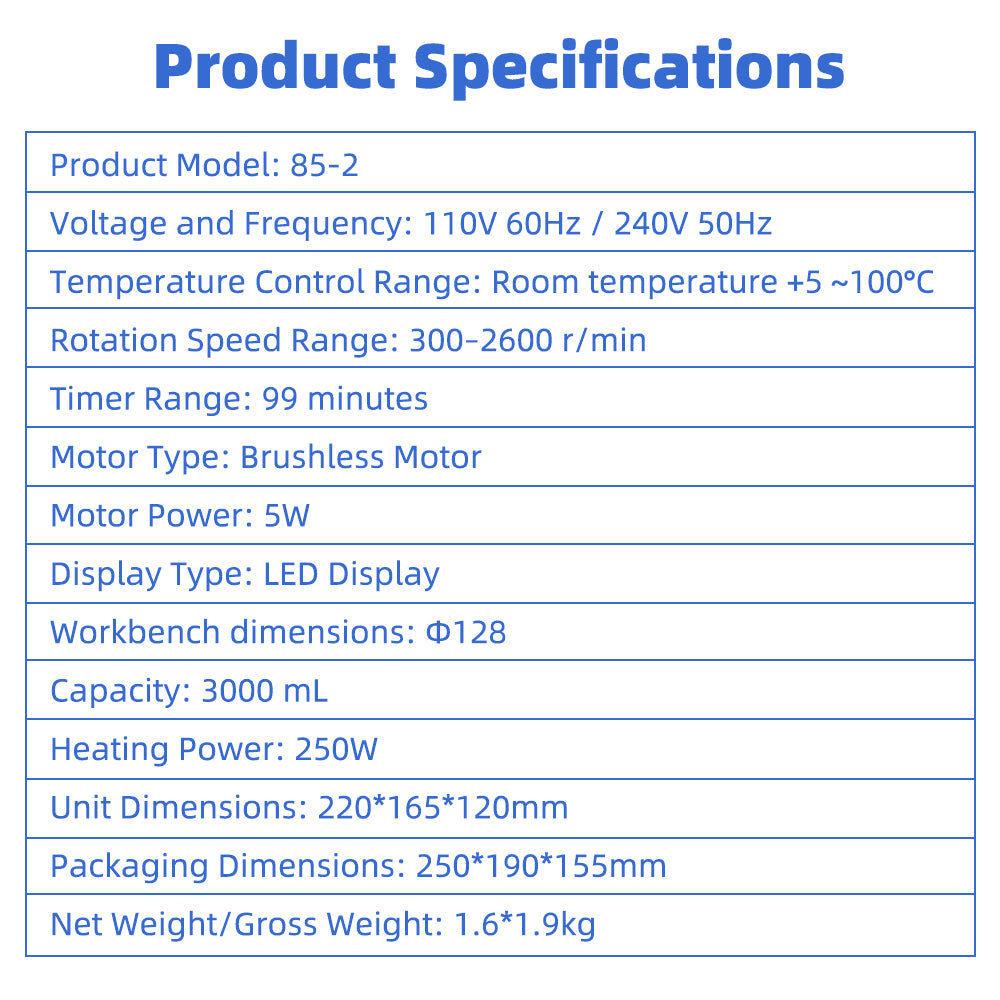 Upgraded 85‑2 3‑in‑1 Digital Hotplate Magnetic Stirrer, Heating, Timing & Constant‑Temperature Laboratory Liquid Mixer Yieryi