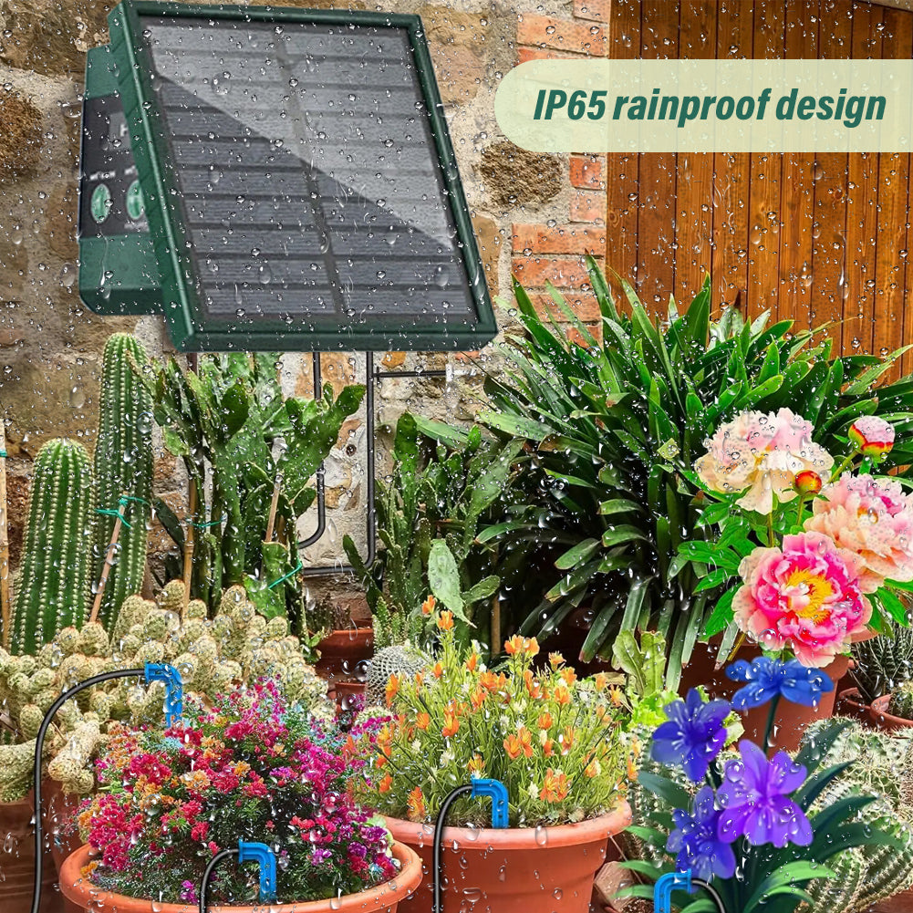 Solar Powered Auto Watering Device, Intelligent Drip Irrigation Kit for Indoor Outdoor Flowers Vegetables Yieryi