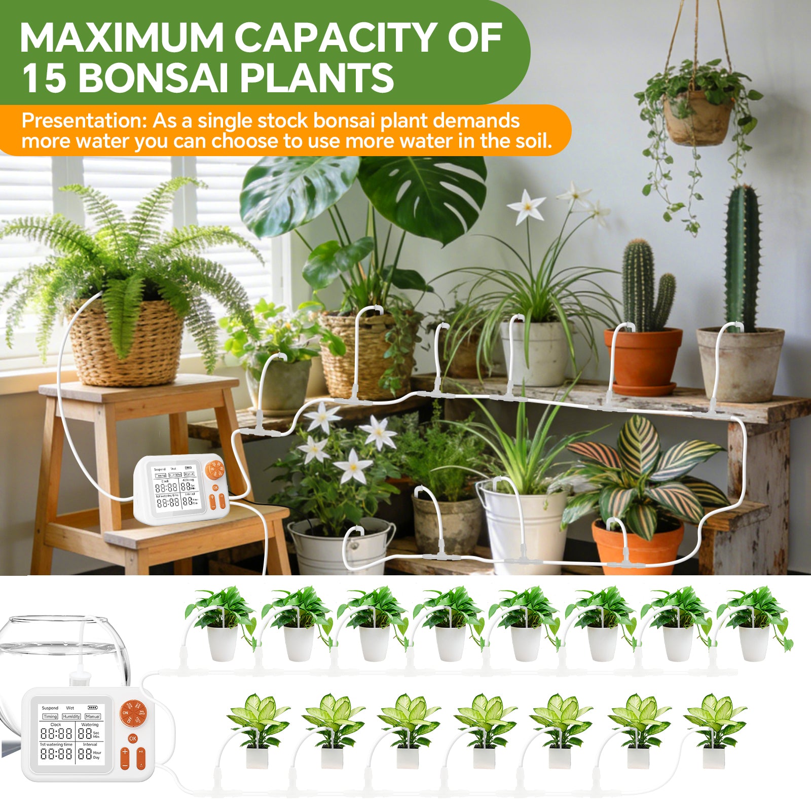 Indoor Smart Soil Moisture Detector Auto Watering Device, Programmable Drip Irrigation System for Potted Flowers & Herbs Yieryi