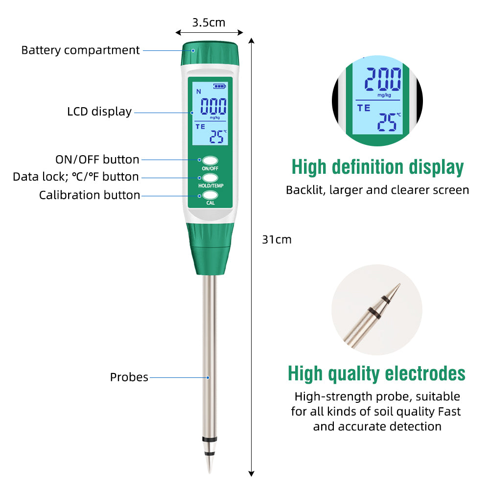 High Precision NPK Soil Tester Meter Nitrogen, Phosphorus And Potassium Soil Detector For Greenhouse Garde Farm