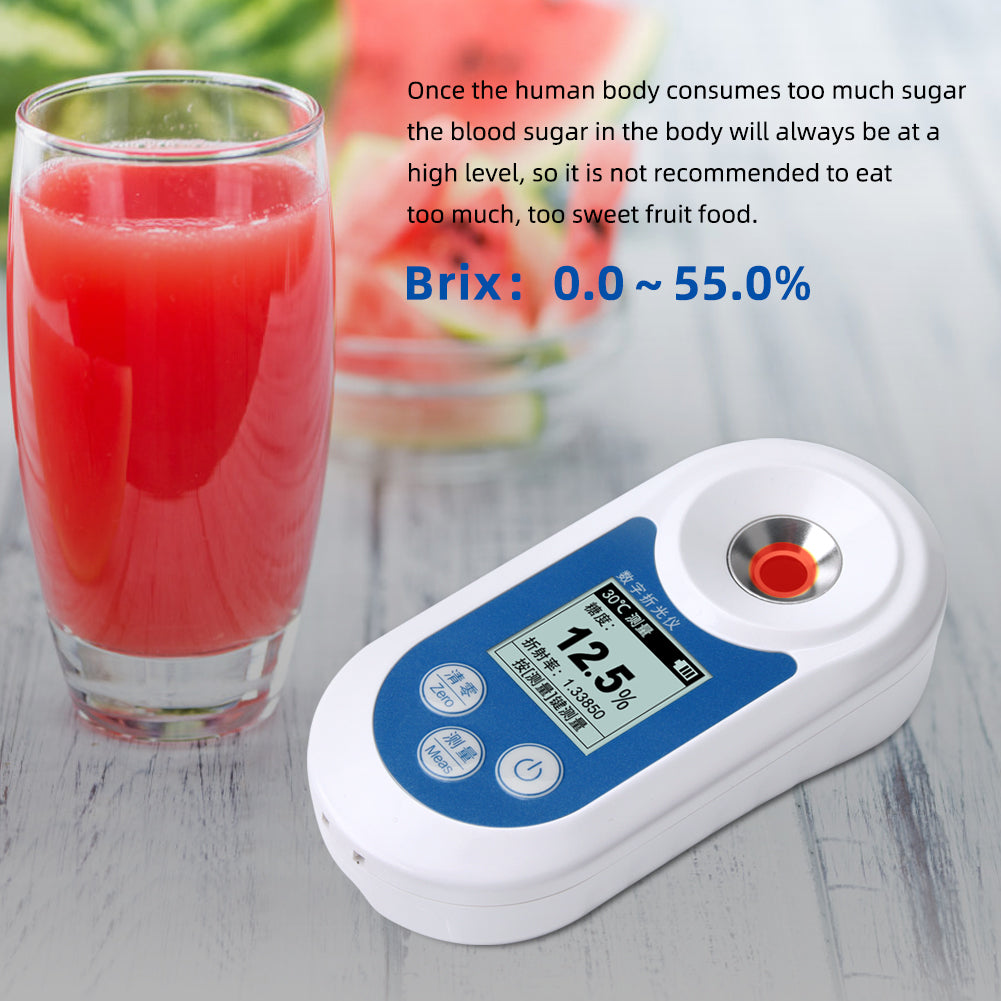 YIERYI Digital Brix Refractometer 0-55% Handheld Sugar Meter with ATC, Backlit LCD, and High Transmission Prism for Fruit, Juice, and Beverage Testing Yieryi