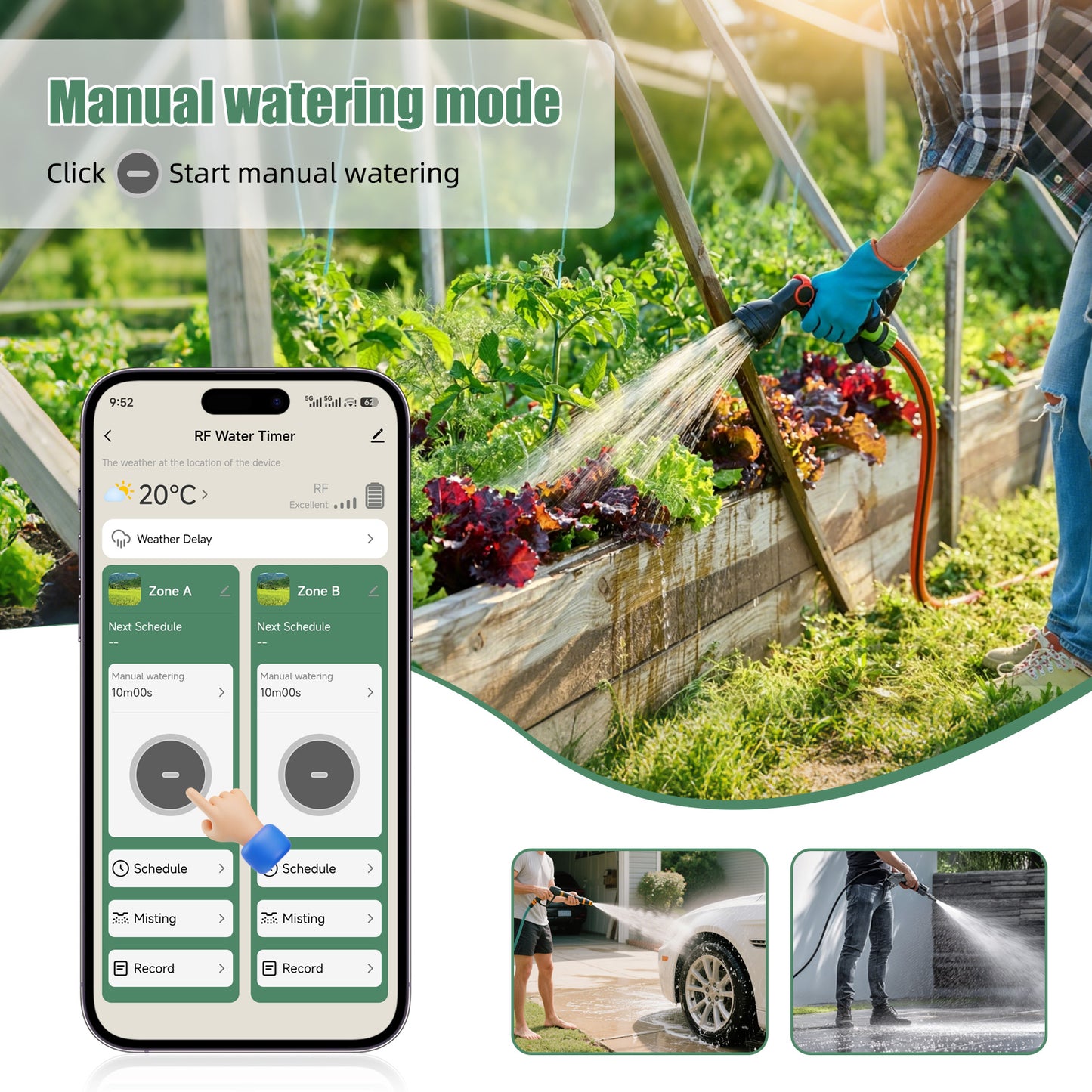 YIERYI Dual-Zone RF Smart Water Timer with Sub-GHz Gateway Yieryi