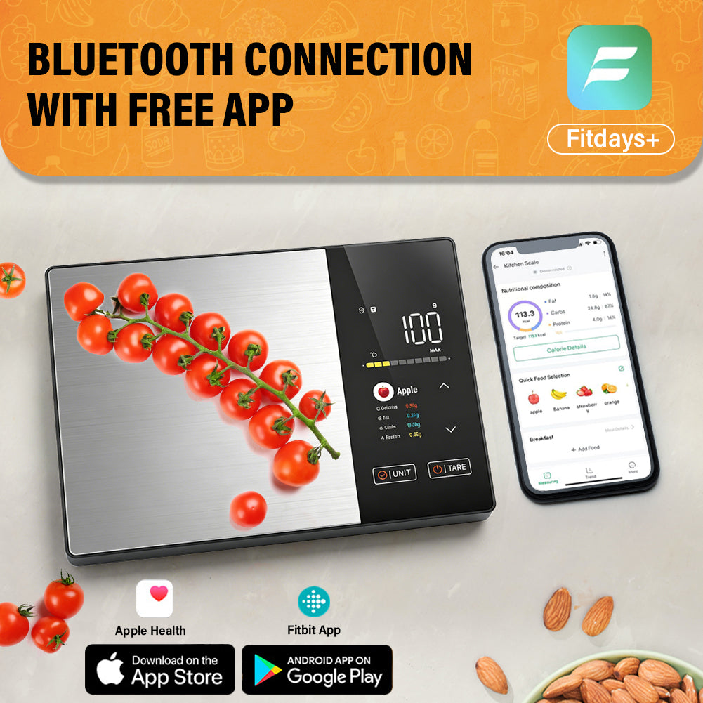 YIERYI High Precision Bluetooth App Control Smart Kitchen Coffee Scale Digital Food Scalewith TFT Color Screen & Calorie Tracker Yieryi