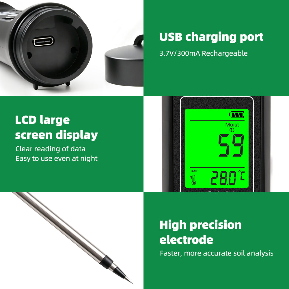 Soil Tester for PH, Nitrogen, Phosphorus, Potassium, EC, Fertility, Temperature &amp; Soil Moisture Yieryi