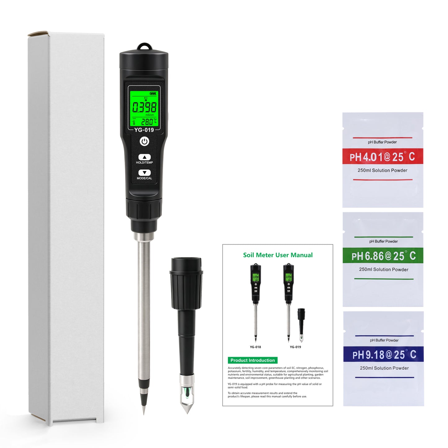 Soil Tester for PH, Nitrogen, Phosphorus, Potassium, EC, Fertility, Temperature &amp; Soil Moisture Yieryi