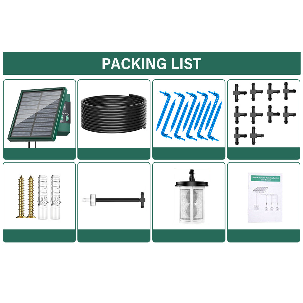 Solar Powered Auto Watering Device, Intelligent Drip Irrigation Kit for Indoor Outdoor Flowers Vegetables Yieryi