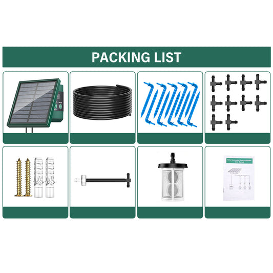 Solar Powered Auto Watering Device, Intelligent Drip Irrigation Kit for Indoor Outdoor Flowers Vegetables Yieryi