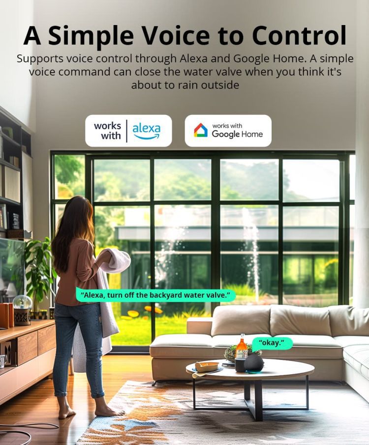 Wireless Zigbee Smart Water Flow Valve, Phone App Control Automatic Water Timer for Garden, Lawn, Vegetable Patch Yieryi