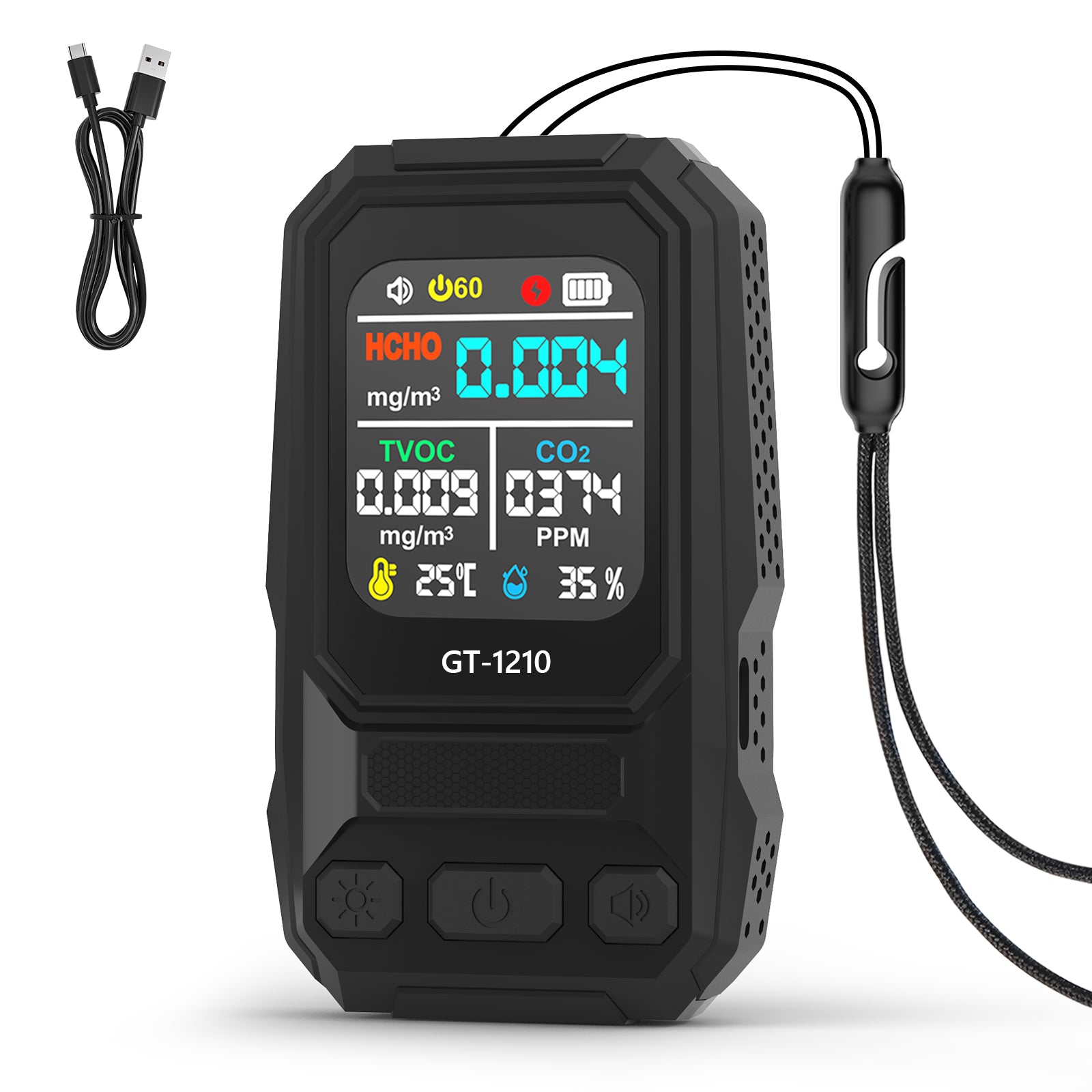 5‑in‑1 HCHO TVOC CO Temp Humidity Air Quality Gas Detector Yieryi
