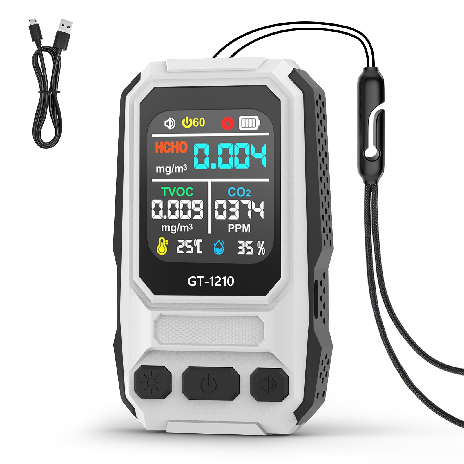 5‑in‑1 HCHO TVOC CO Temp Humidity Air Quality Gas Detector Yieryi