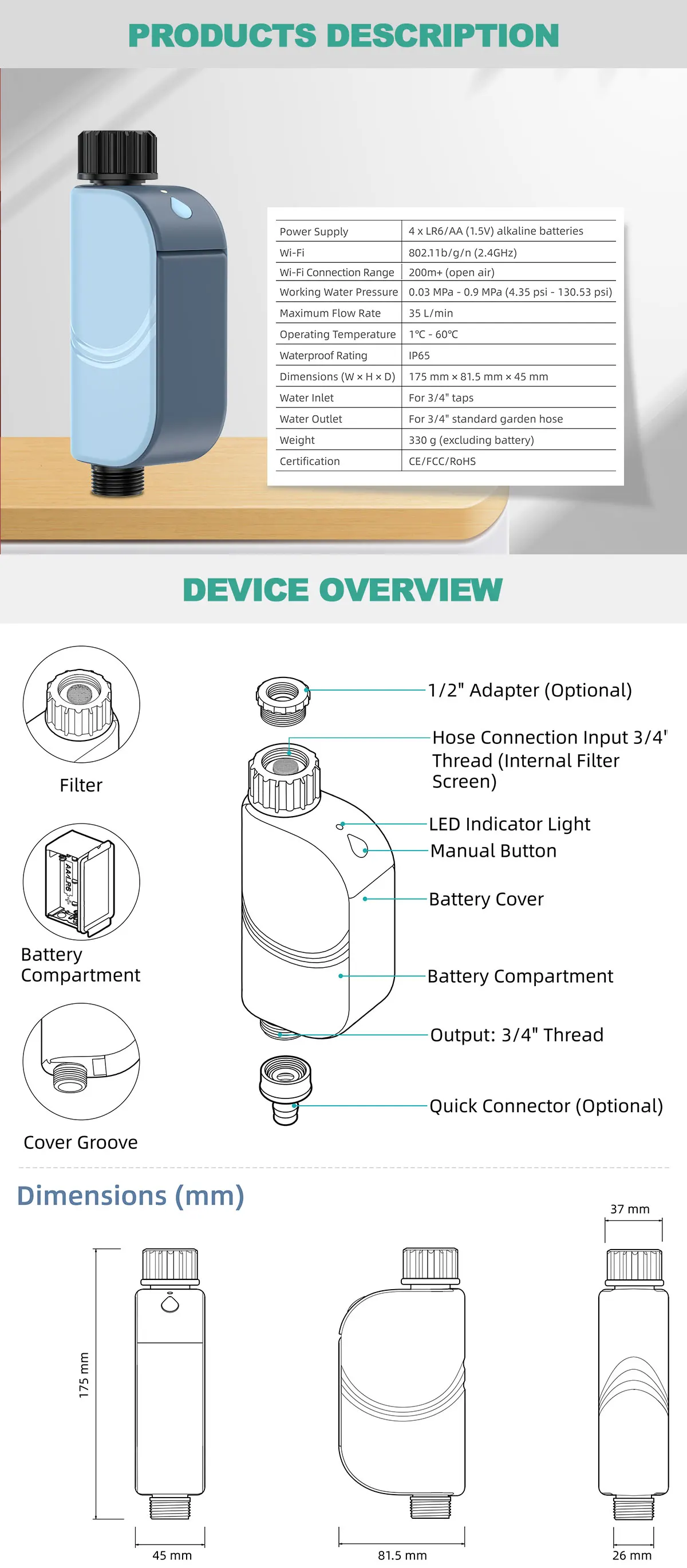 Automatic timer controlled irrigation controller Yieryi
