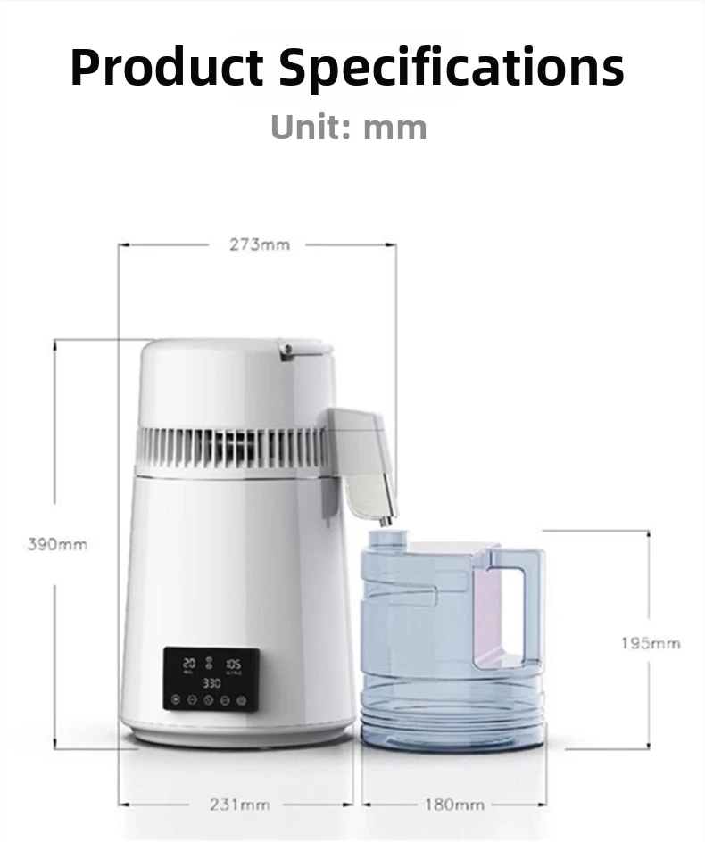 Fuyao Essential Oil Extractor 4L Electric Water Distiller 750W, 304 Stainless Steel Steam Distiller, 1L/H Distillation Rate, 120V/200V Pure Water Maker For Home, Lab & Aromatherapy Yieryi