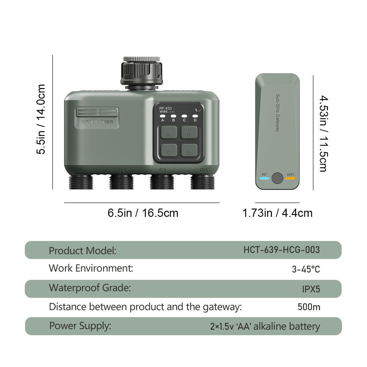 Smart 4-Zone WiFi + RF Water Timer, IPX5 Waterproof Outdoor Irrigation System with 500m Long Range, App Control for Garden Lawn Sprinkler Yieryi