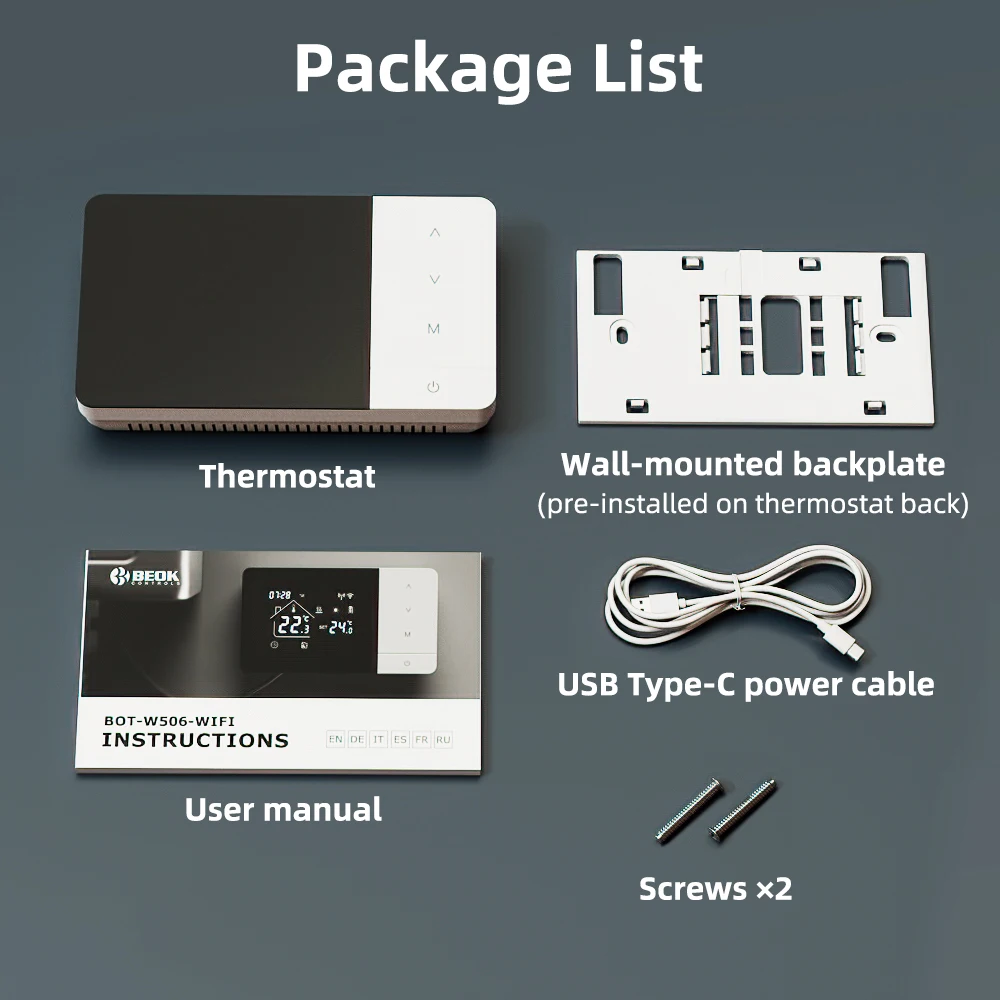 Beok BOT-W506-WIFI Smart WiFi Thermostat Tuya Smert lift App control Thermostat  for Gas Boiler Heating System Yieryi