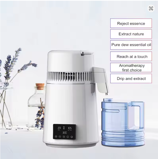 Fuyao Essential Oil Extractor 4L Electric Water Distiller 750W, 304 Stainless Steel Steam Distiller, 1L/H Distillation Rate, 120V/200V Pure Water Maker For Home, Lab & Aromatherapy Yieryi