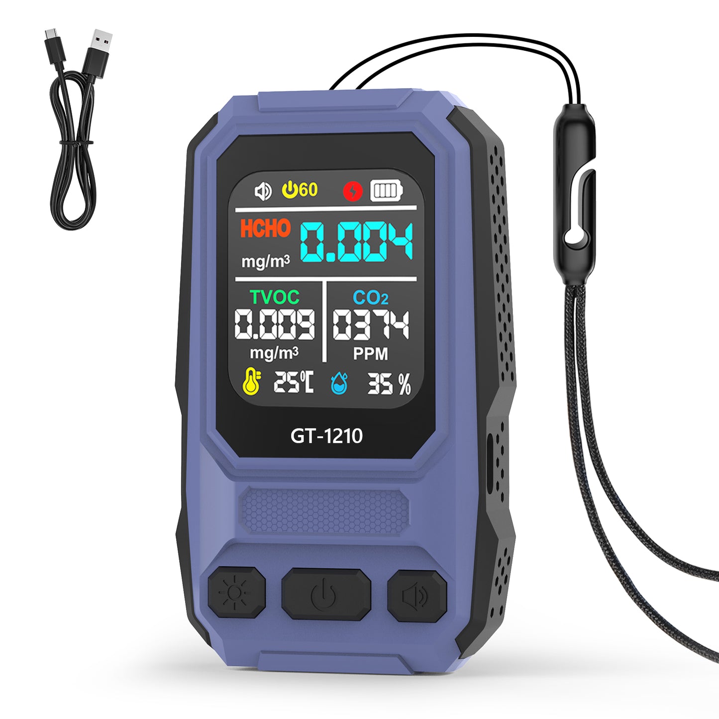 5‑in‑1 HCHO TVOC CO Temp Humidity Air Quality Gas Detector Yieryi