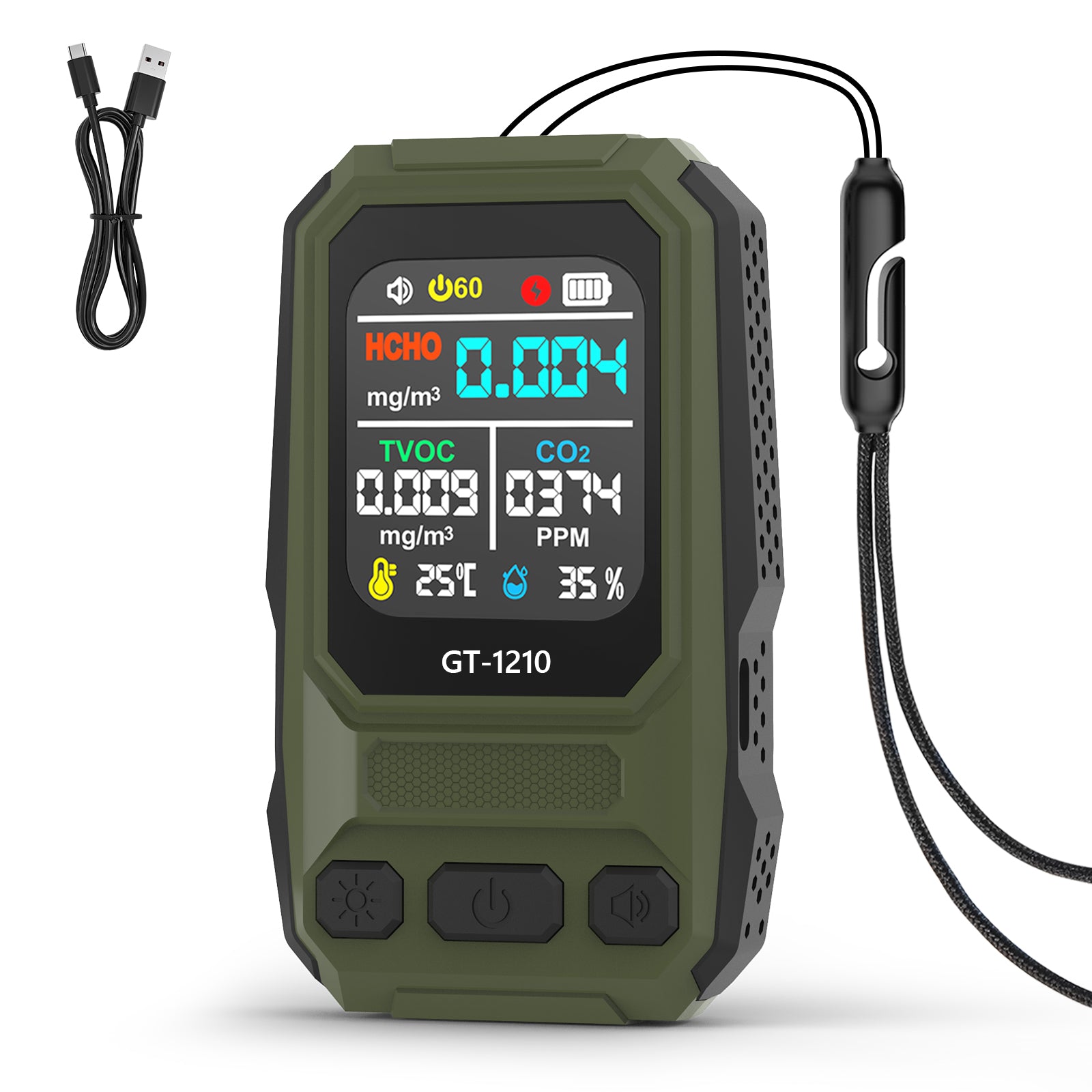 5‑in‑1 HCHO TVOC CO Temp Humidity Air Quality Gas Detector Yieryi