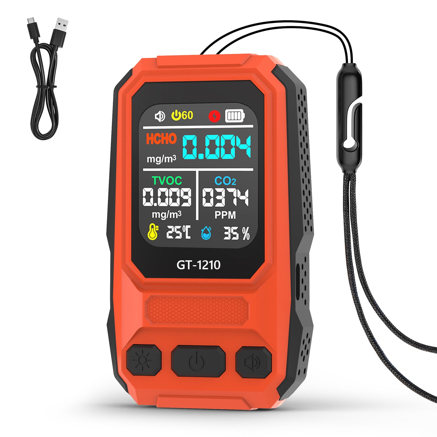 5‑in‑1 HCHO TVOC CO Temp Humidity Air Quality Gas Detector Yieryi